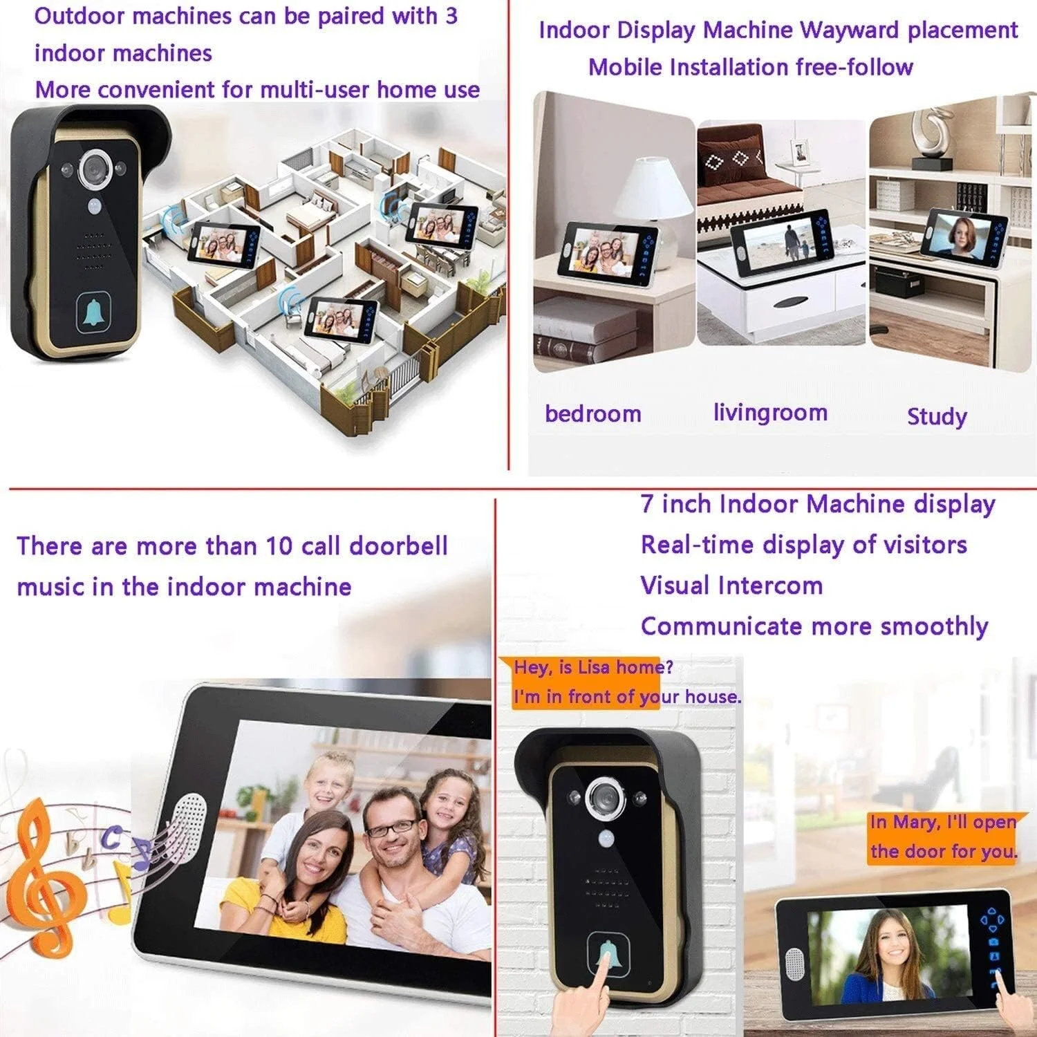 درب بازکن تصویری بی سیم 7 اینچی ضد آب FNXSEO مناسب ویلا، کنترل دسترسی بیرونی، درب منزل، ضد آب، مناسب حیاط، باغ و قفل درب بازکن تصویری بی سیم 7 اینچی ضد آب FNXSEO مناسب ویلا، کنترل دسترسی بیرونی، درب منزل، ضد آب، مناسب حیاط، باغ و قفل