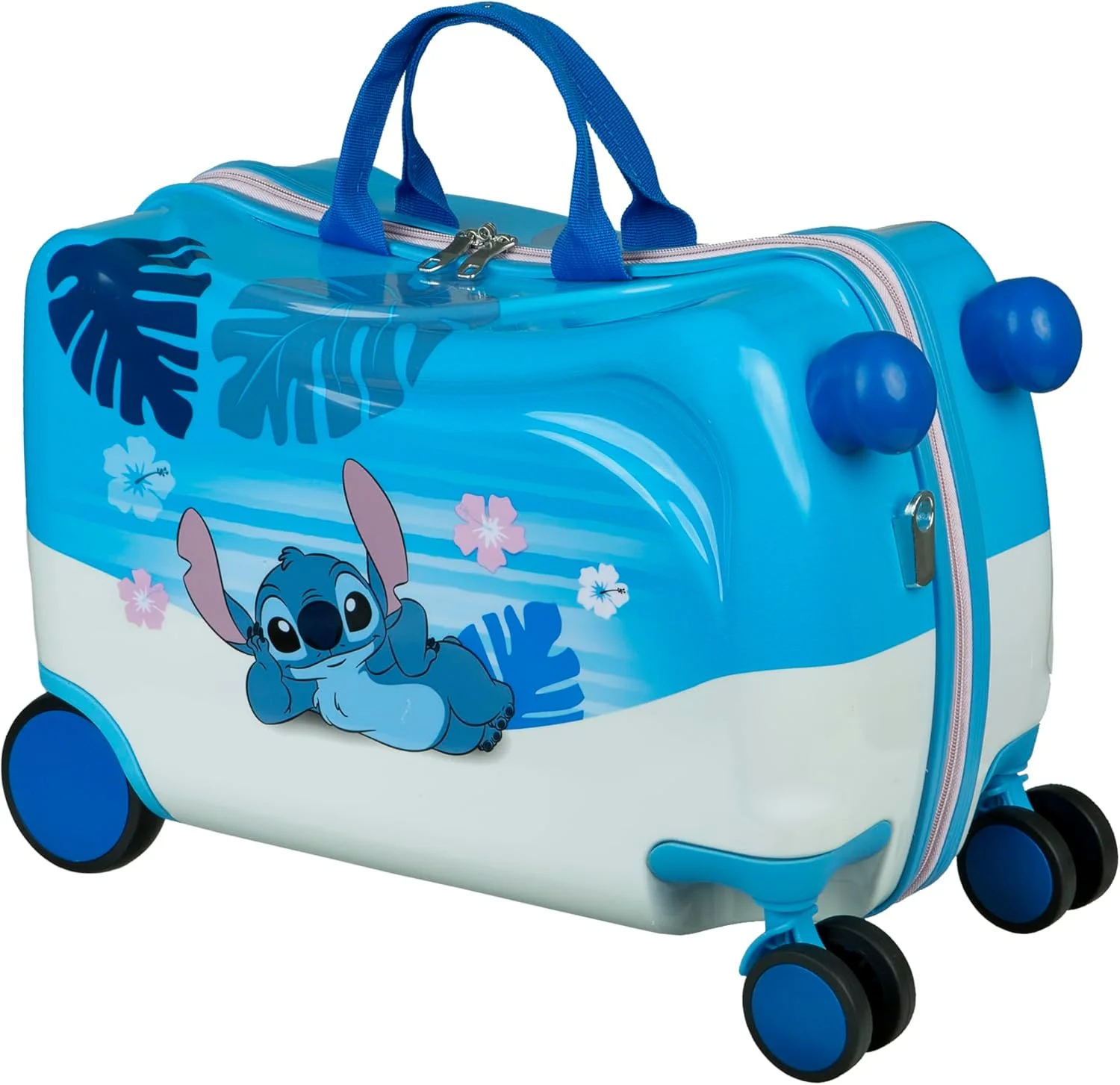 چمدان ترولی سواری کودکانه Undercover - طرح استیچ - چمدان کودکانه نشیمن دار - تحمل وزن تا 50 کیلوگرم - دارای دسته های حمل کاربردی - کیف مسافرتی بادوام برای کودکان