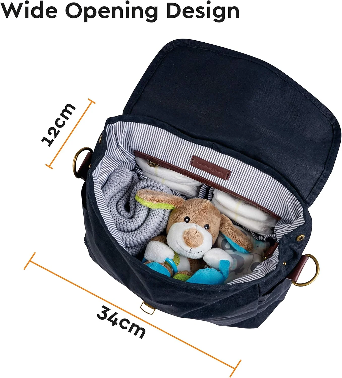 کیف لوازم کودک بارسا BabaBing! | کوله پشتی چند منظوره با بند شانه قابل تنظیم | کیف دستی | کوله پشتی | مشکی، تک سایز