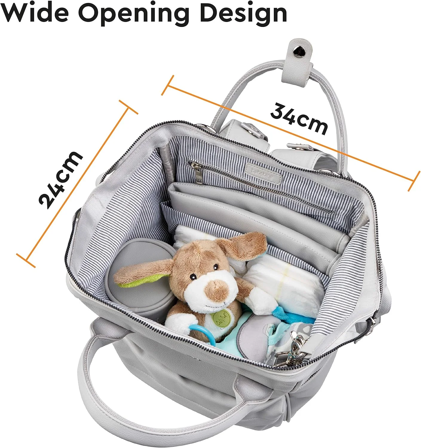 بابابینگ! | کوله پشتی بزرگ کیف تعویض نوزاد مانی با بند شانه ای قابل تنظیم، تشک جداشدنی چند منظوره و نگهدارنده بطری عایق دار، چرم مصنوعی خاکستری کبوتر بابابینگ! | کوله پشتی بزرگ کیف تعویض نوزاد مانی با بند شانه ای قابل تنظیم، تشک جداشدنی چند منظوره و نگهدارنده بطری عایق دار، چرم مصنوعی خاکستری کبوتر