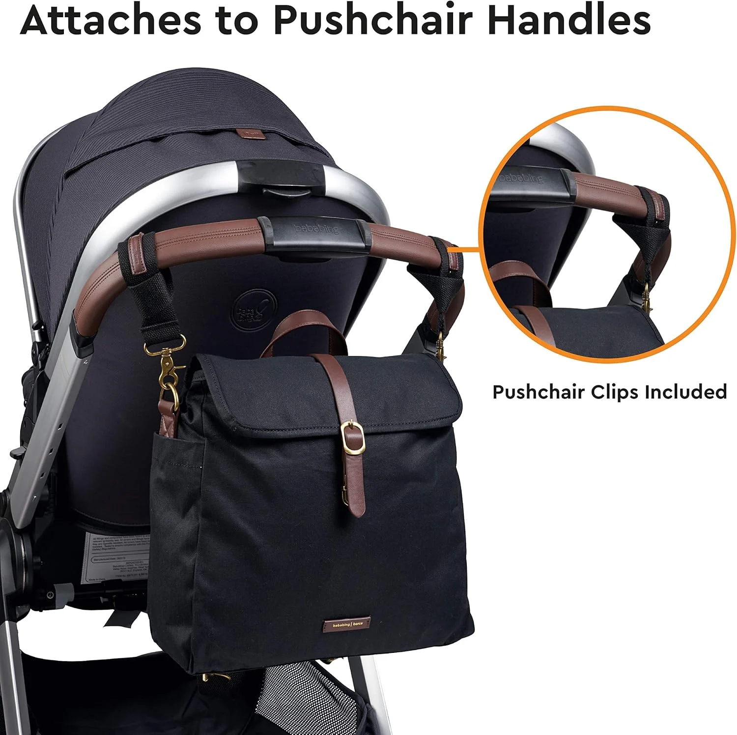 کیف لوازم کودک بارسا BabaBing! | کوله پشتی چند منظوره با بند شانه قابل تنظیم | کیف دستی | کوله پشتی | مشکی، تک سایز