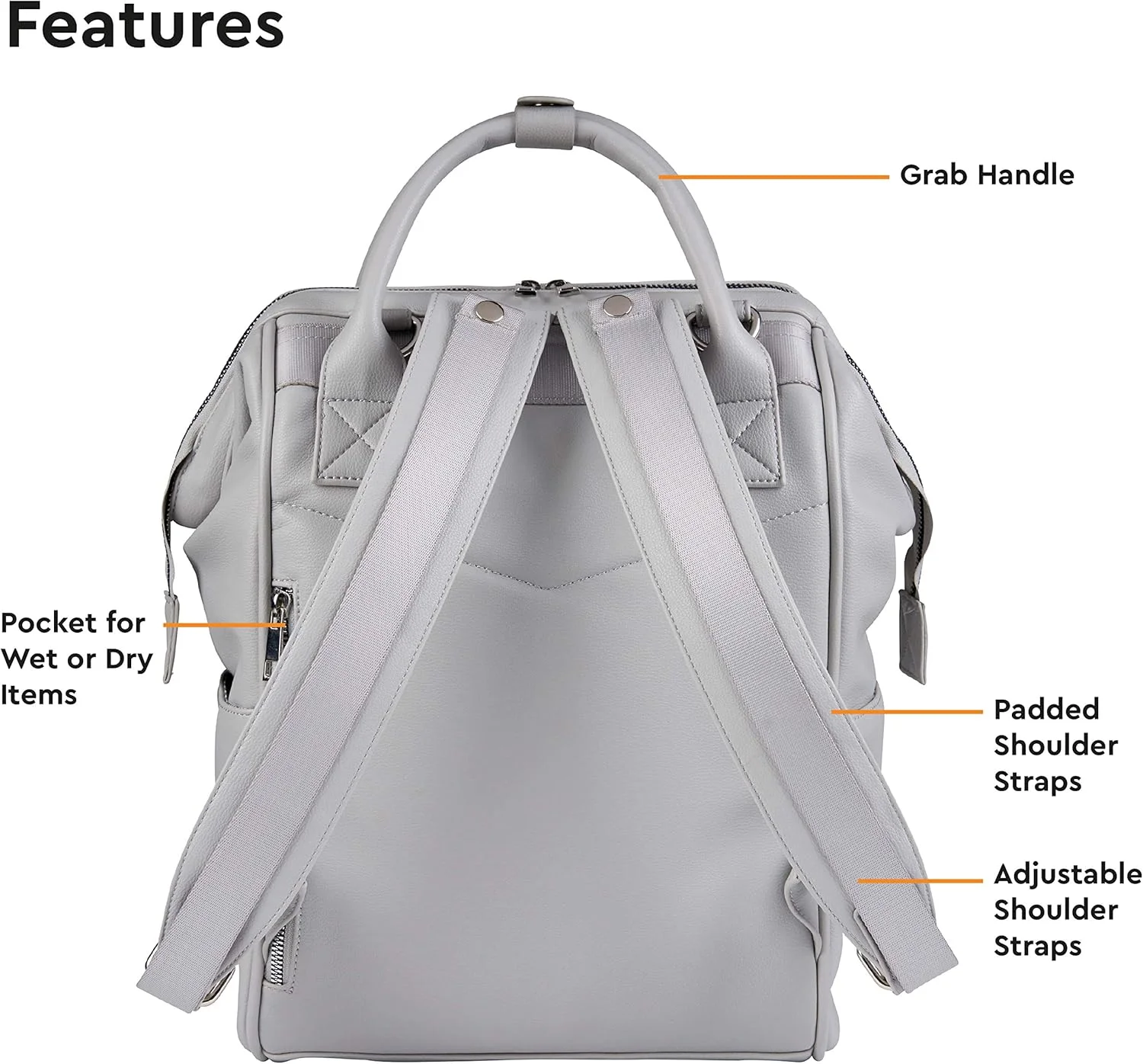 بابابینگ! | کوله پشتی بزرگ کیف تعویض نوزاد مانی با بند شانه ای قابل تنظیم، تشک جداشدنی چند منظوره و نگهدارنده بطری عایق دار، چرم مصنوعی خاکستری کبوتر بابابینگ! | کوله پشتی بزرگ کیف تعویض نوزاد مانی با بند شانه ای قابل تنظیم، تشک جداشدنی چند منظوره و نگهدارنده بطری عایق دار، چرم مصنوعی خاکستری کبوتر