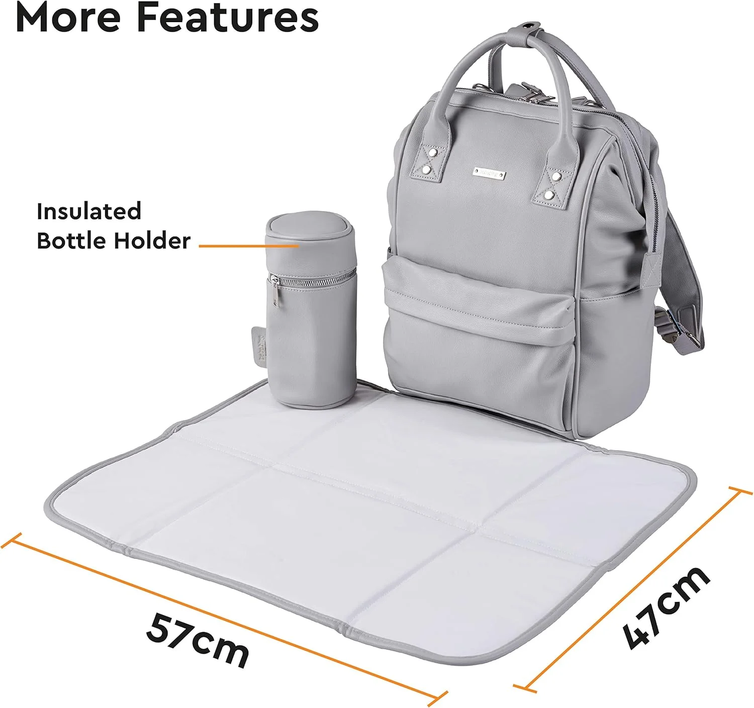 بابابینگ! | کوله پشتی بزرگ کیف تعویض نوزاد مانی با بند شانه ای قابل تنظیم، تشک جداشدنی چند منظوره و نگهدارنده بطری عایق دار، چرم مصنوعی خاکستری کبوتر بابابینگ! | کوله پشتی بزرگ کیف تعویض نوزاد مانی با بند شانه ای قابل تنظیم، تشک جداشدنی چند منظوره و نگهدارنده بطری عایق دار، چرم مصنوعی خاکستری کبوتر