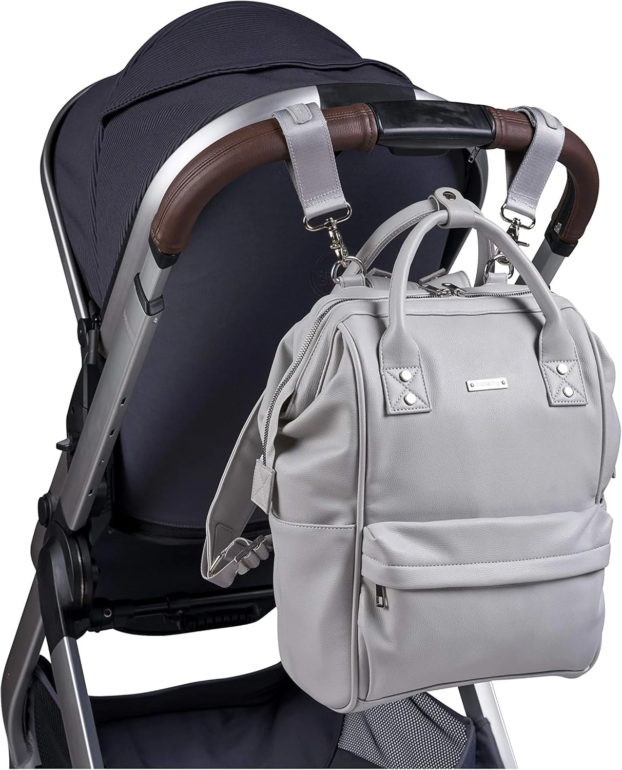 بابابینگ! | کوله پشتی بزرگ کیف تعویض نوزاد مانی با بند شانه ای قابل تنظیم، تشک جداشدنی چند منظوره و نگهدارنده بطری عایق دار، چرم مصنوعی خاکستری کبوتر بابابینگ! | کوله پشتی بزرگ کیف تعویض نوزاد مانی با بند شانه ای قابل تنظیم، تشک جداشدنی چند منظوره و نگهدارنده بطری عایق دار، چرم مصنوعی خاکستری کبوتر