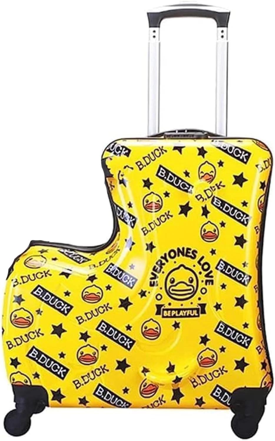 Children's Ride-On Suitcase,Travel Rolling Kid's Luggage, Children Trolley Hard Shell Carry on Luggage,Travel Suitcase with Safety Belt & Telescoping Handle,Children's Day Gift (20 Inch) - Yellow