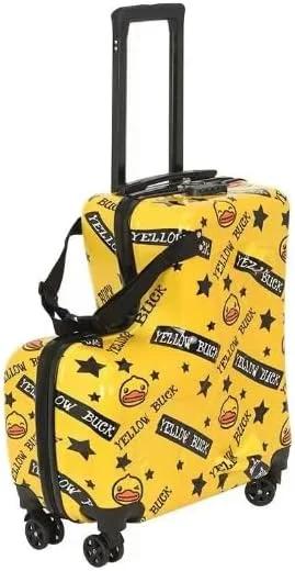 Children's Rolling Luggage, Duck Pattern, 4-Wheel Spinner Suitcase with Telescopic Handle