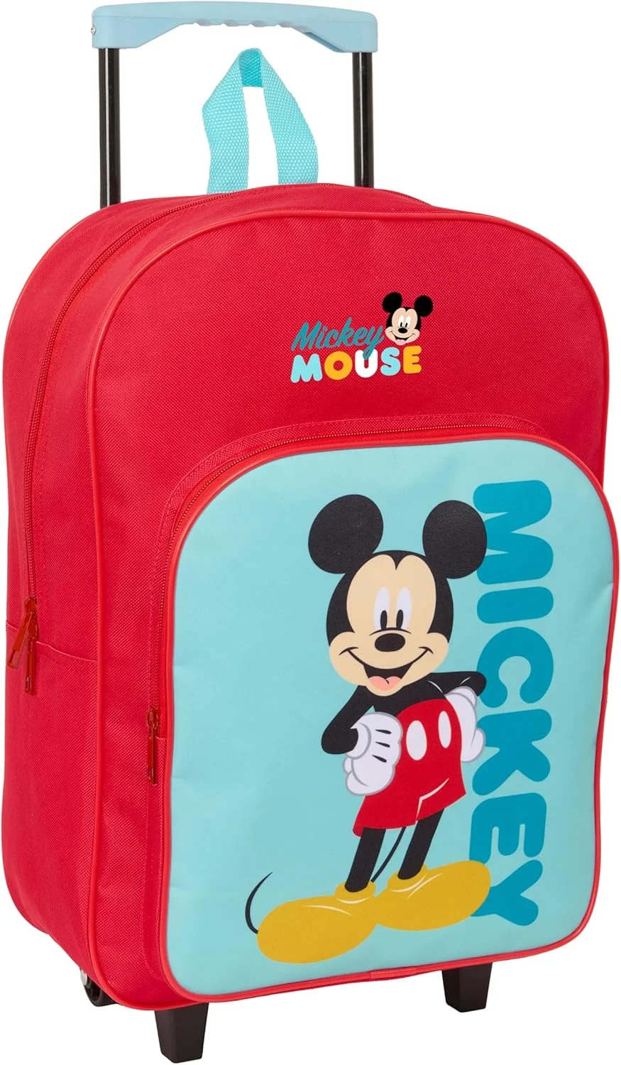کوله پشتی بچه گانه میکی موس با چرخ دستی جمع و جور، ایده آل برای کودکان در سنین مختلف، راحت و همه کاره، کیفیت و دوام، 33 x 43 x 15 سانتی متر