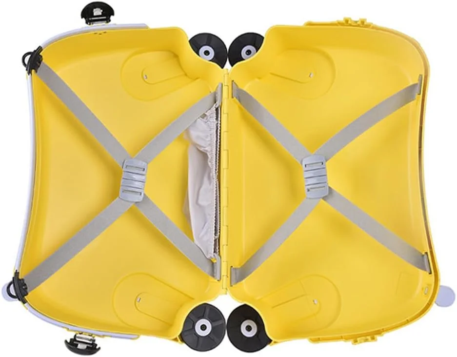 چمدان استرابرد کودکانه، استرابرد طرح سگ، قابل سوار شدن و کشیدن، چرخ دار (زرد)