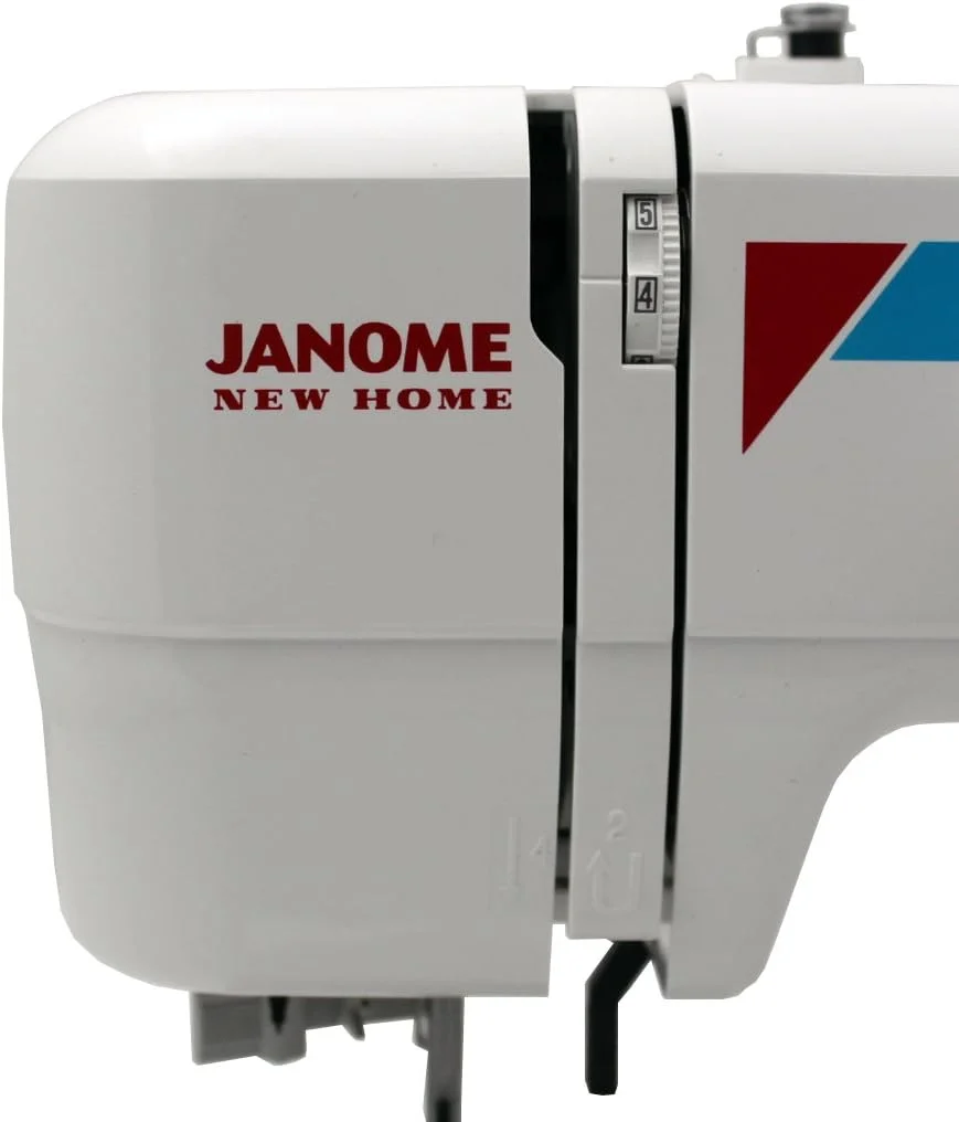 چرخ خیاطی Janome MOD-19 با کاربری آسان، دارای 19 مدل دوخت، سوزن نخ کن اتوماتیک و سگ های تغذیه 5 تکه، سفید