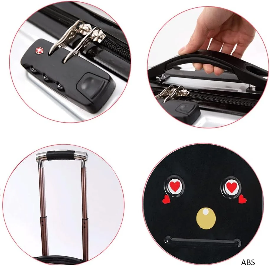 Children Luggage Case, Kids Plastic Trolly Suitcase, Portable Rolling Bag for Girls Boys Travel, Students School Luggage Bag with 360° Wheels & Cute Cartoon Design (020-Robot, Black)