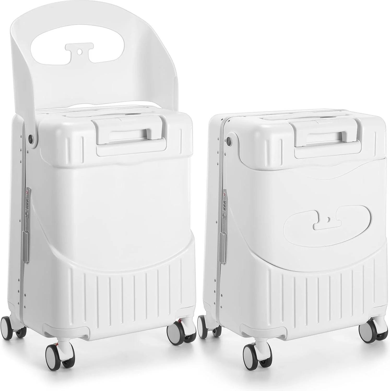 چمدان کابین سایز 22 اینچ Bulyoou با صندلی برای کودکان، چمدان سواری تاشو با چرخ های اسپینر و قفل برای مسافرت (مشکی)، سفید، 20 اینچ چمدان کابین سایز 22 اینچ Bulyoou با صندلی برای کودکان، چمدان سواری تاشو با چرخ های اسپینر و قفل برای مسافرت (مشکی)، سفید، 20 اینچ