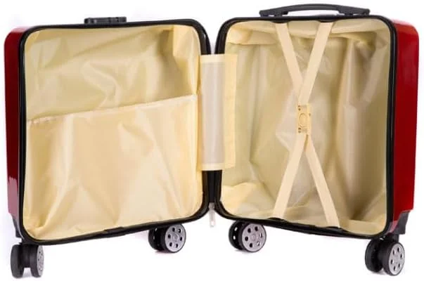 Children Luggage Case, Kids Plastic Trolly Suitcase, Portable Rolling Bag for Girls Boys Travel, Students School Luggage Bag with 360° Wheels & Cute Cartoon Design (020-Robot, Black)