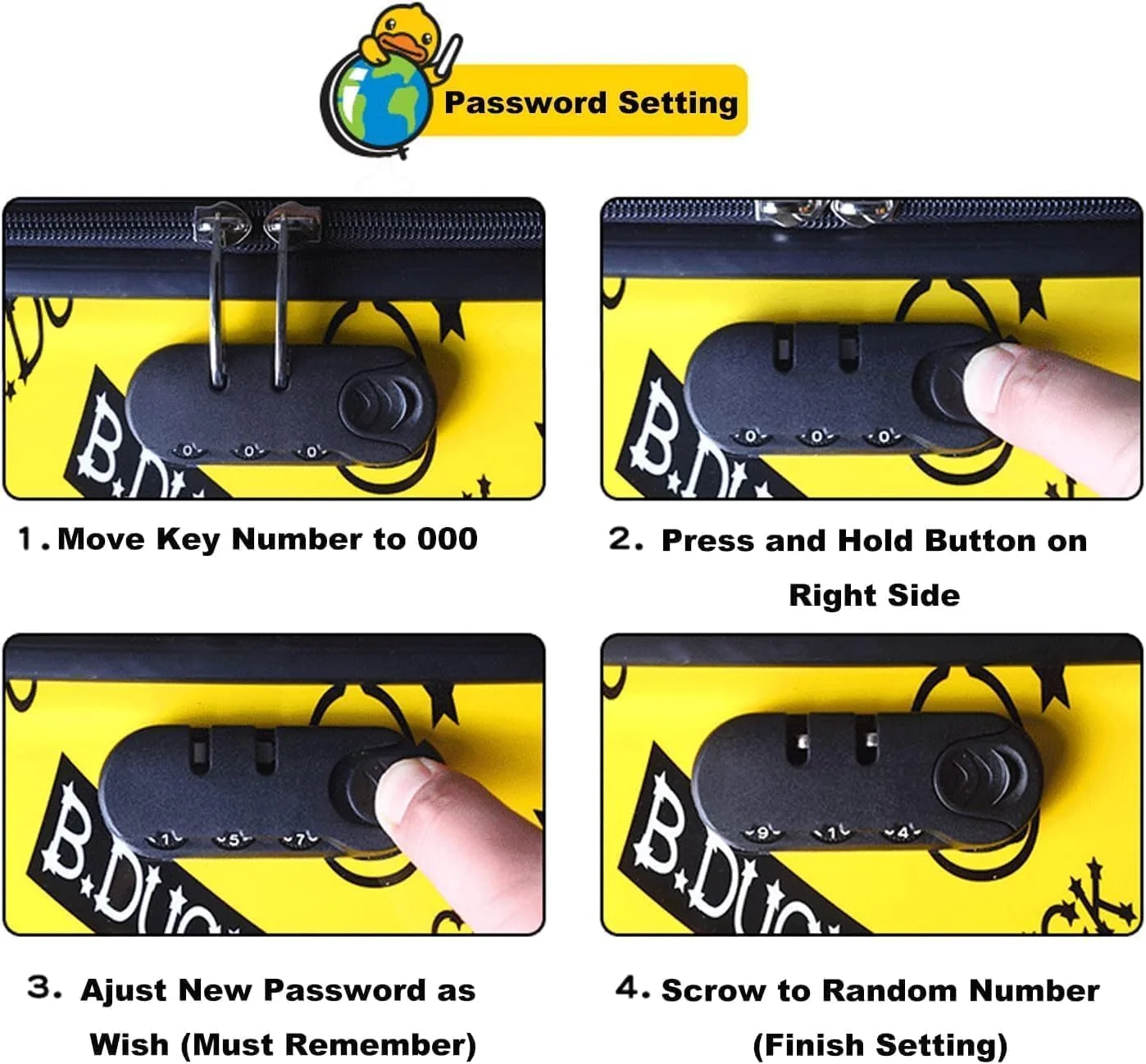 چمدان چرخ دار کودکانه طرح اردک بافی مدل Joyride صورتی