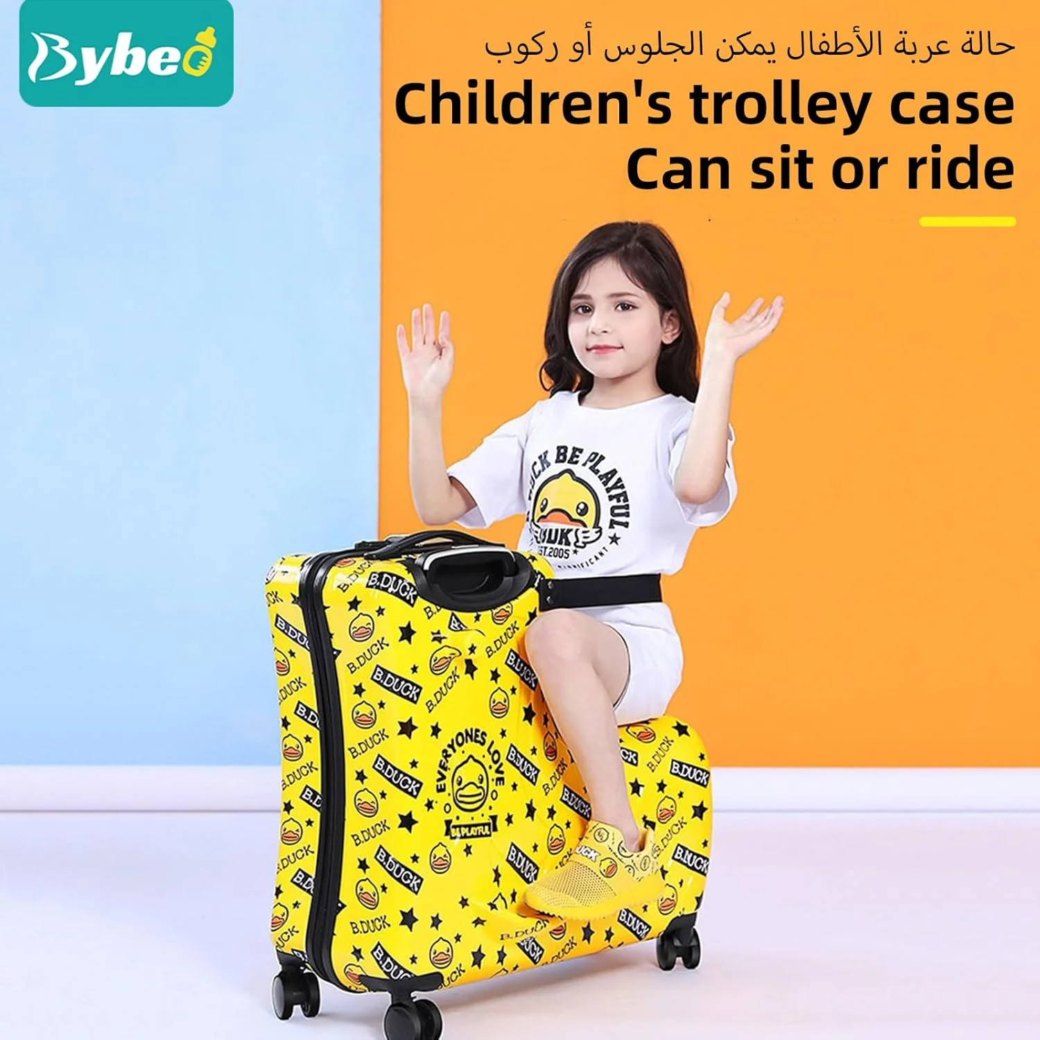 مجموعه چمدان 4 تکه کودک BYBEO، چمدان مسافرتی چرخ دار 22 اینچی کودکانه، چمدان های چرخ دار کارتونی ضد آب، چمدان مسافری کودک با کیف کوله پشتی کودکانه، بالش U شکل، اسباب بازی پولیشی، بهترین چمدان مسافرتی
