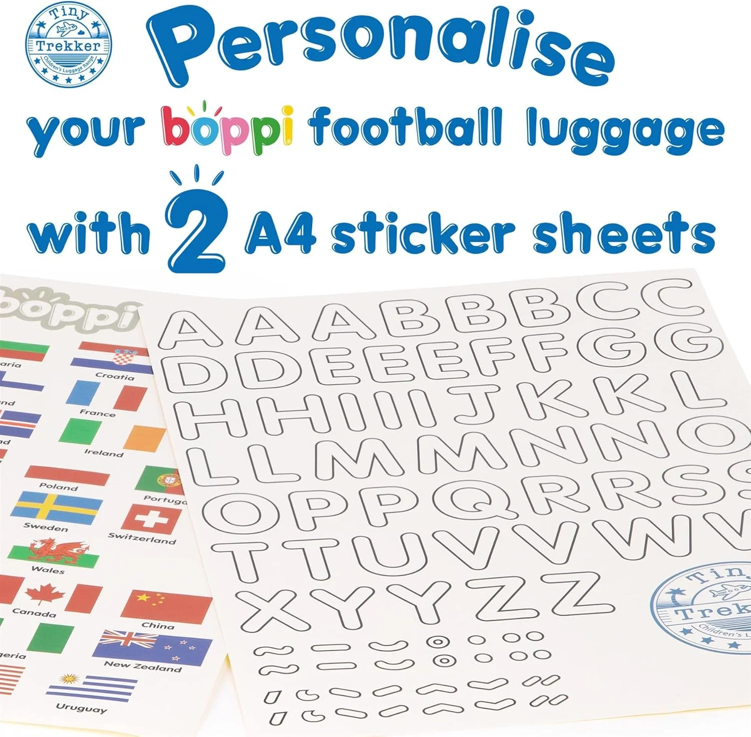 چمدان چرخدار فوتبالی قرمز boppi Tiny Trekker - چمدان کابین زیر صندلی برای کودکان - کیف کابین Easyjet سازگار با ابعاد 45x36x20 - چمدان کابین هارد کیس 17 لیتری - هدیه فوتبالی برای کودکان