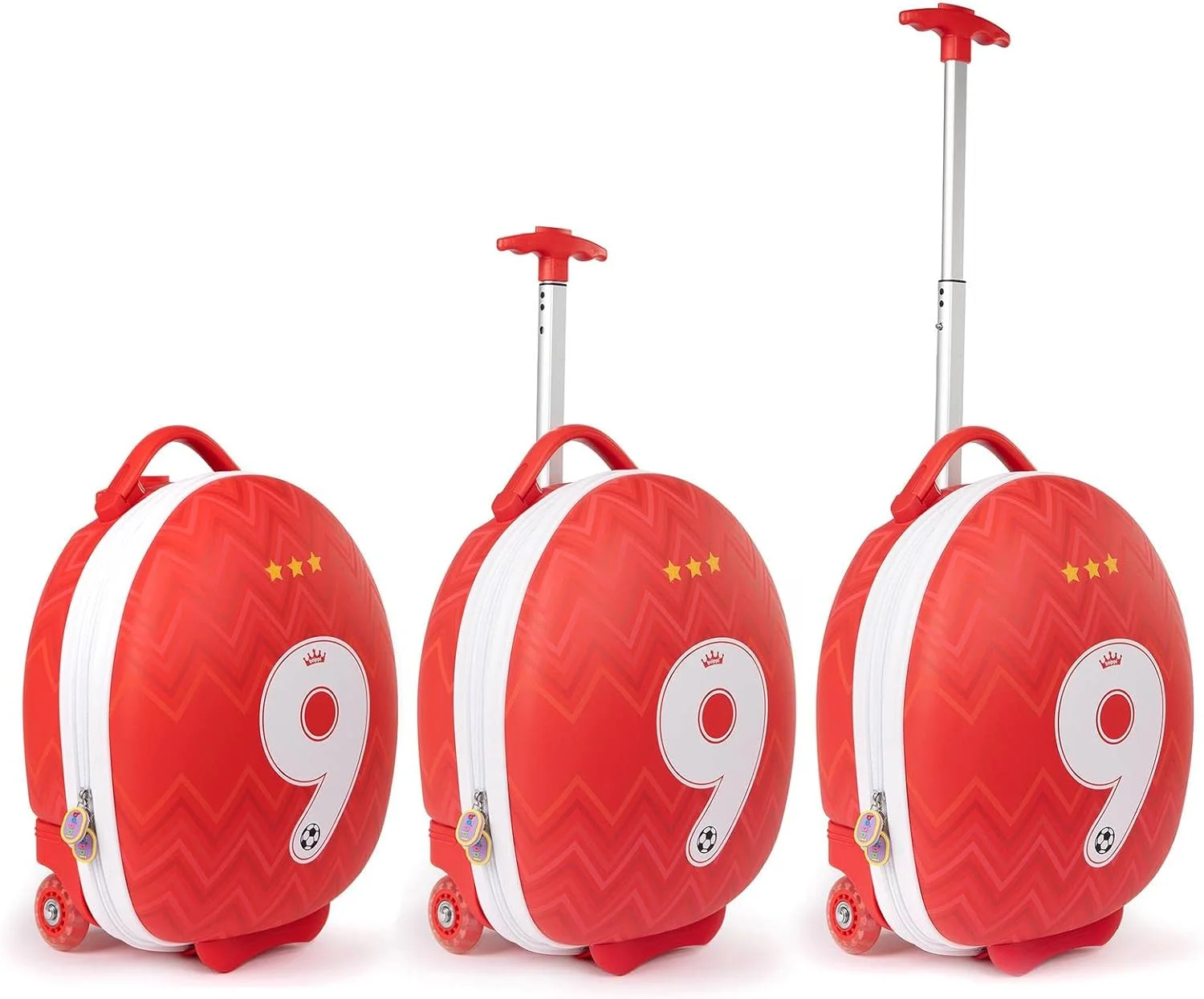 چمدان چرخدار فوتبالی قرمز boppi Tiny Trekker - چمدان کابین زیر صندلی برای کودکان - کیف کابین Easyjet سازگار با ابعاد 45x36x20 - چمدان کابین هارد کیس 17 لیتری - هدیه فوتبالی برای کودکان