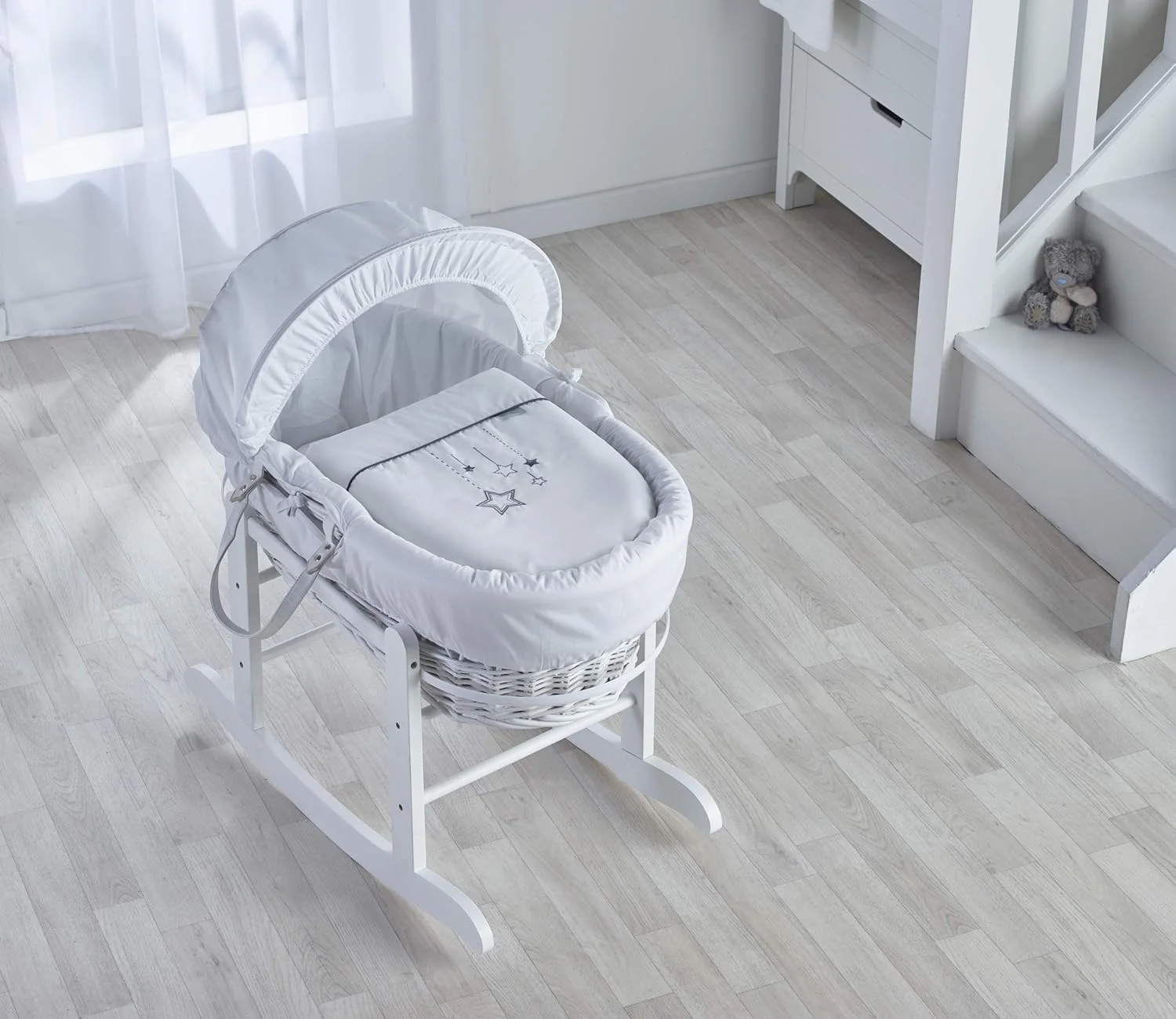 سبد موسی حصیری Kinder Valley با طرح Wish Upon Star و پایه گهواره ای، تکه 1