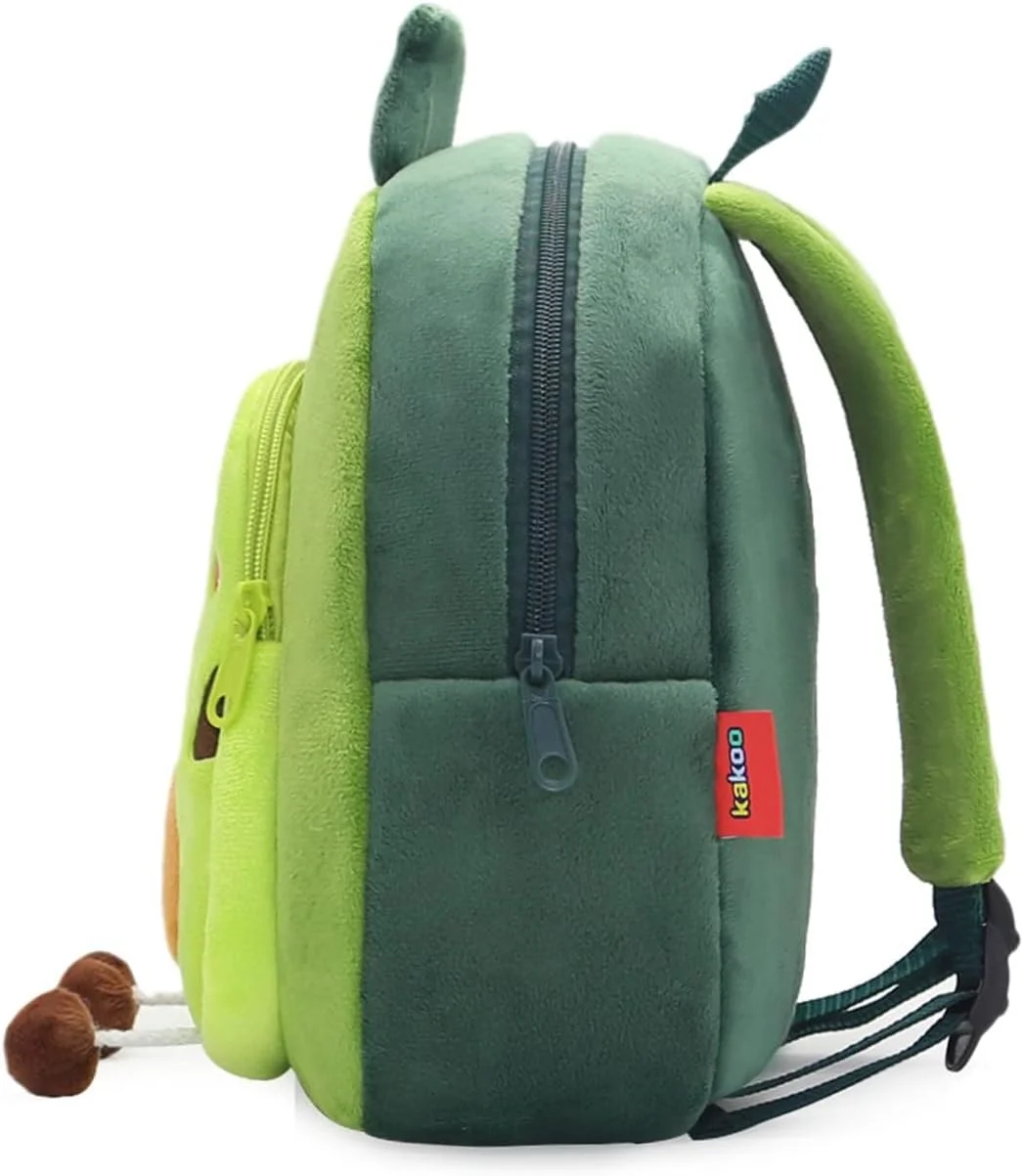 کیف کوله پشتی کودکانه آزونی، کیف کودک نوپا، کوله پشتی مینی کارتونی حیوانات پولیشی برای دختر و پسر بچه 2 تا 6 ساله (آووکادو سبز)