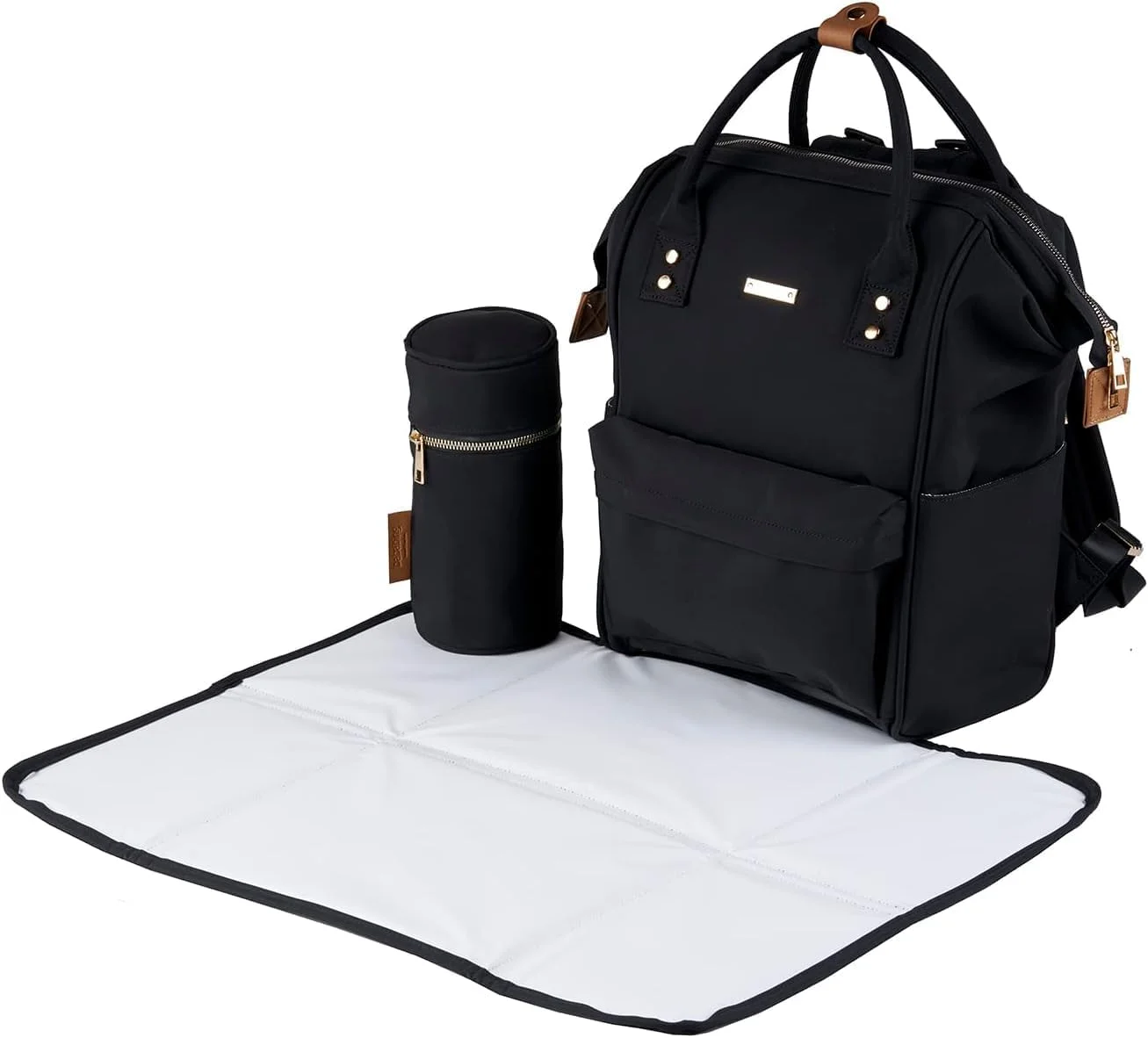 کوله پشتی کیف پوشک ORCHID M®، کیف تعویض چند منظوره نوزاد، کوله پشتی مسافرتی ضد آب چند منظوره برای مادران و پدران، هدایای ضروری نوزاد (مشکی)