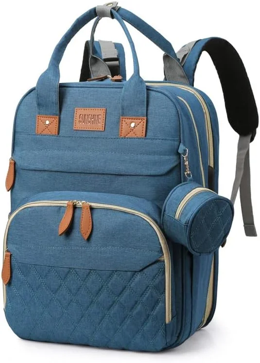 کیف کوله پشتی لوازم کودک مدل مومیایی NC - کوله پشتی تاشو با تخت نوزاد، پد تعویض و قلاب - کوله پشتی مسافرتی چند منظوره برای مادر و پدر