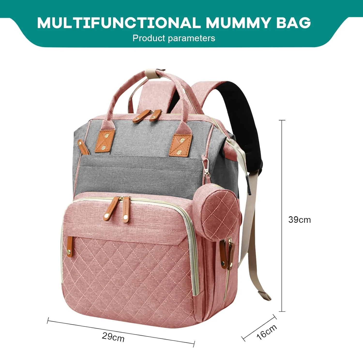 کیف لوازم کودک Beauenty - کوله پشتی مسافرتی لوازم ضروری کودک - کیف چند منظوره ضد آب، کیف لوازم ضروری مسافرتی کودک با بندهای اتصال به کالسکه و جا پستانکی - مناسب برای هر دو جنسیت