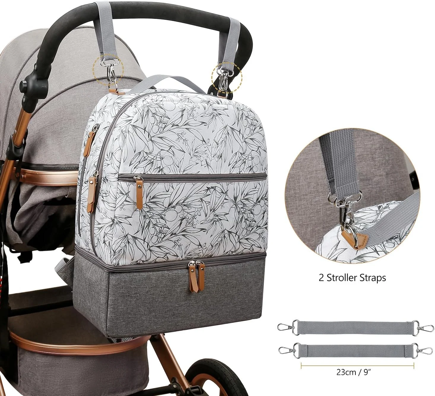 کیف لوازم کودک کوله پشتی - کیف چند منظوره ضد آب کودک، کوله پشتی متوسط ​​مادر با جیب های عایق - کیف لوازم شیک و بادوام - مناسب برای همه