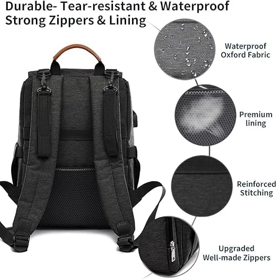 کیف لوازم کودک کوله پشتی، کیف مسافرتی - کیف لوازم کودک ضد آب چند منظوره، کیف لوازم ضروری مسافرتی کودک با پد تعویض کوله پشتی سازمان دهنده با رابط شارژ USB برای مادر/پدر