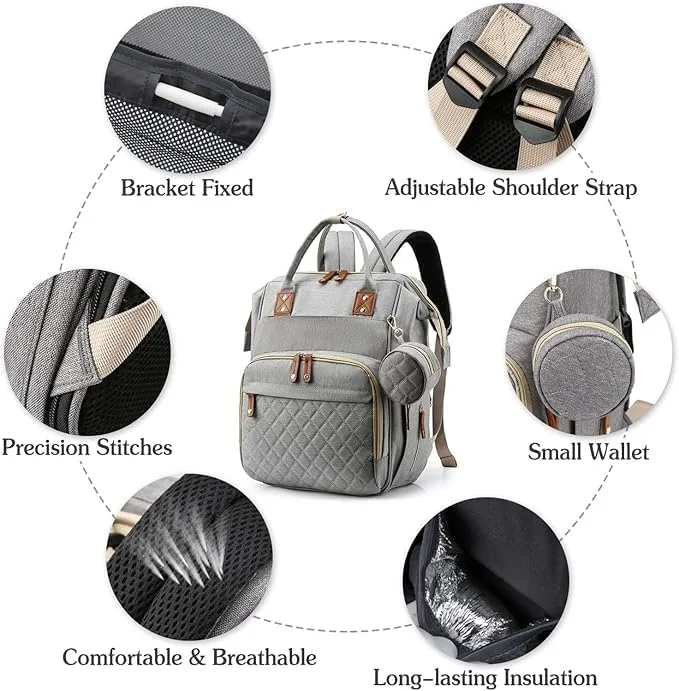 کیف کوله پشتی لوازم کودک، کیف مادر بزرگ با ظرفیت بالا با پورت شارژ USB، کوله پشتی مسافرتی چند منظوره بزرگ برای نوزاد تازه متولد شده، کیف تعویض برای مادر و پدر