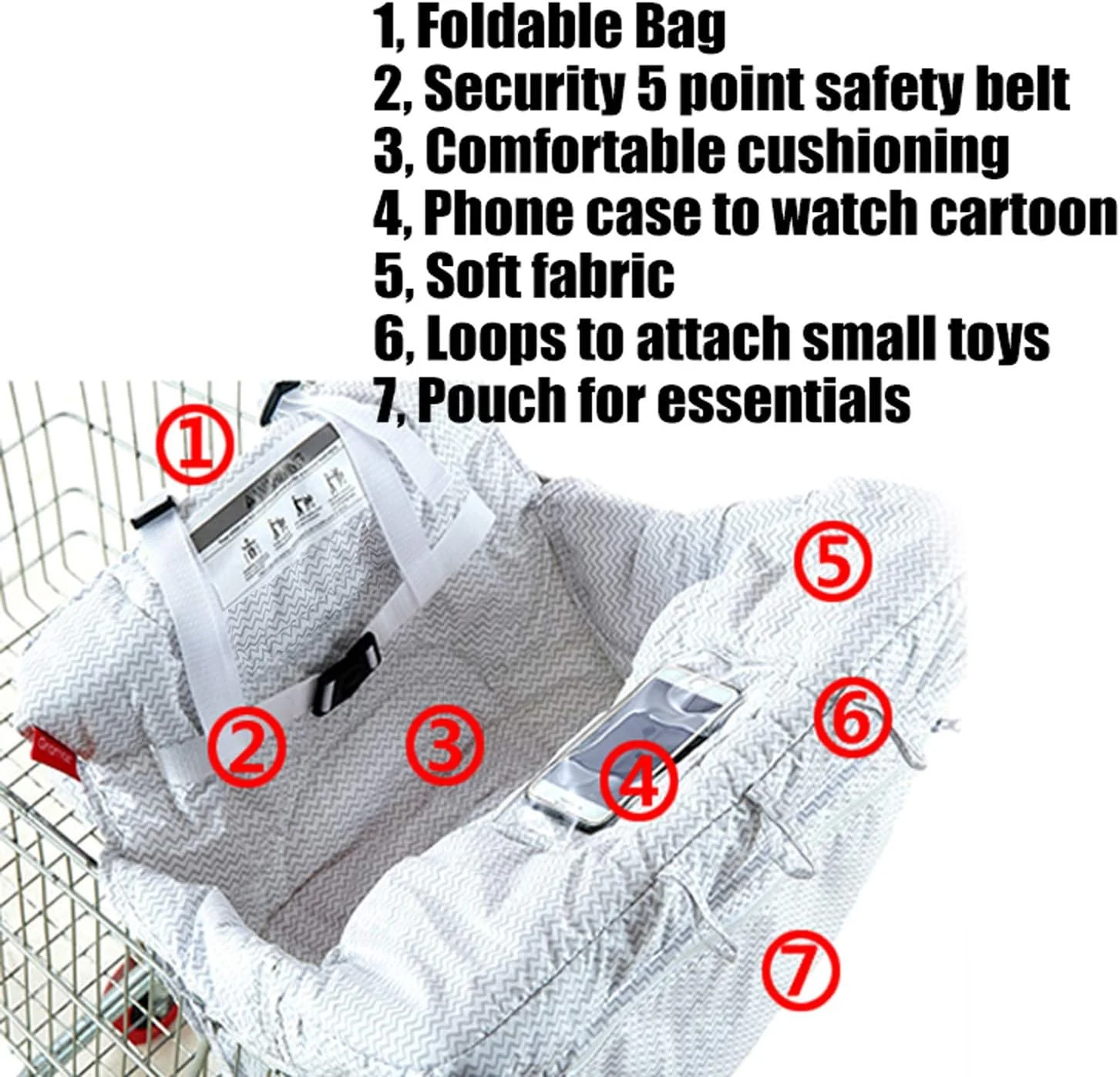 روکش محافظ سبد خرید کودک Infantmania برای کودکان - طرح راه راه خاکستری