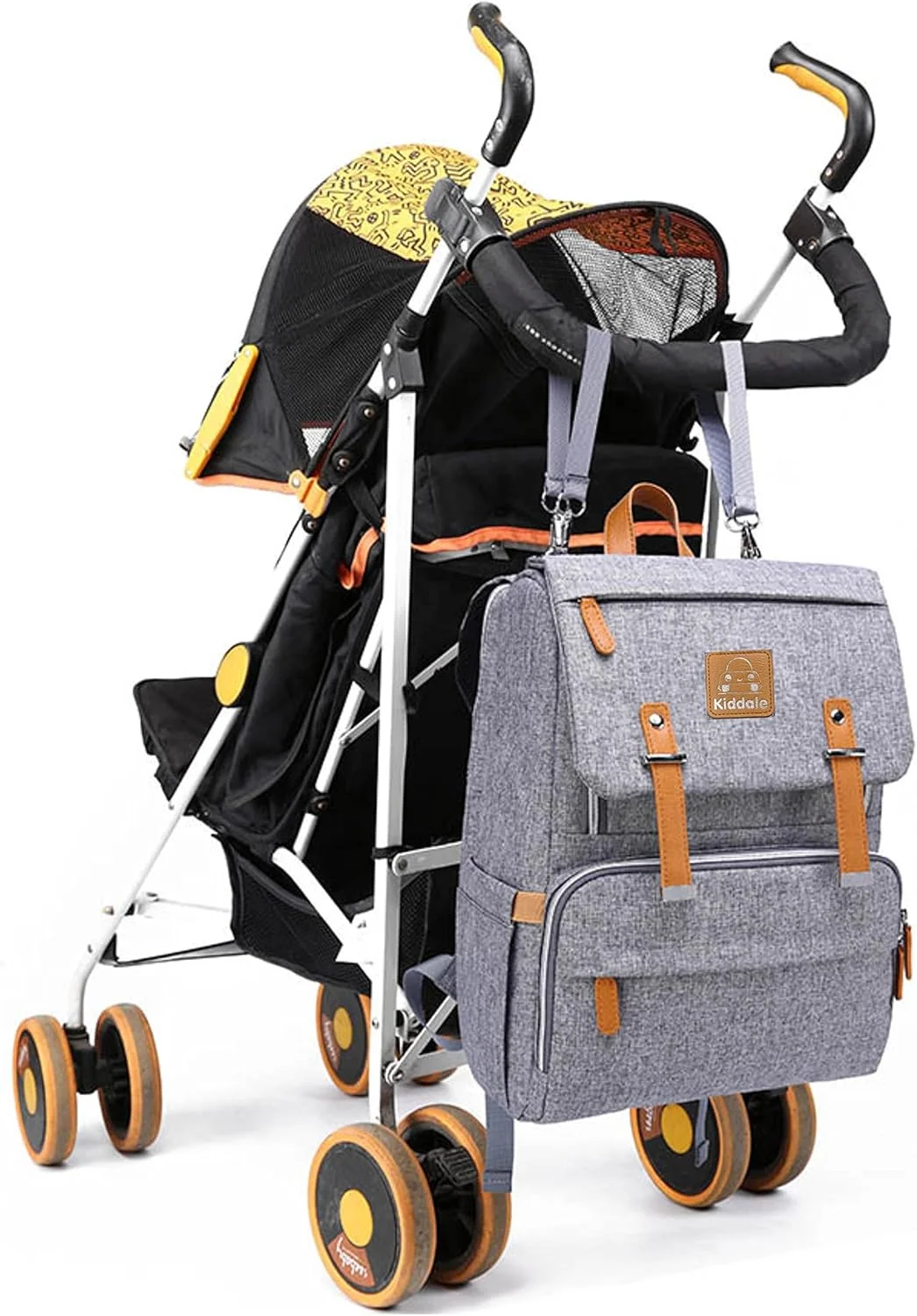 Kiddale Baby Diaper Bag(backpack) for Mothers, Diaper Changing Mat,Laptop Compartment, Insulated Pockets-Grey