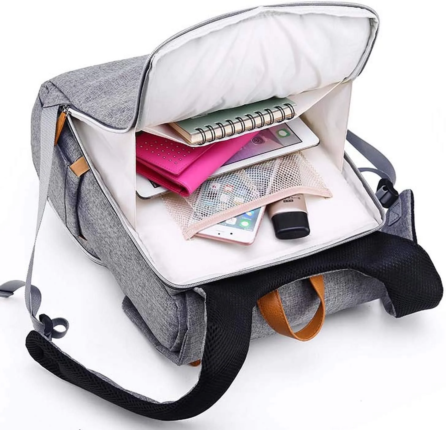 Kiddale Baby Diaper Bag(backpack) for Mothers, Diaper Changing Mat,Laptop Compartment, Insulated Pockets-Grey