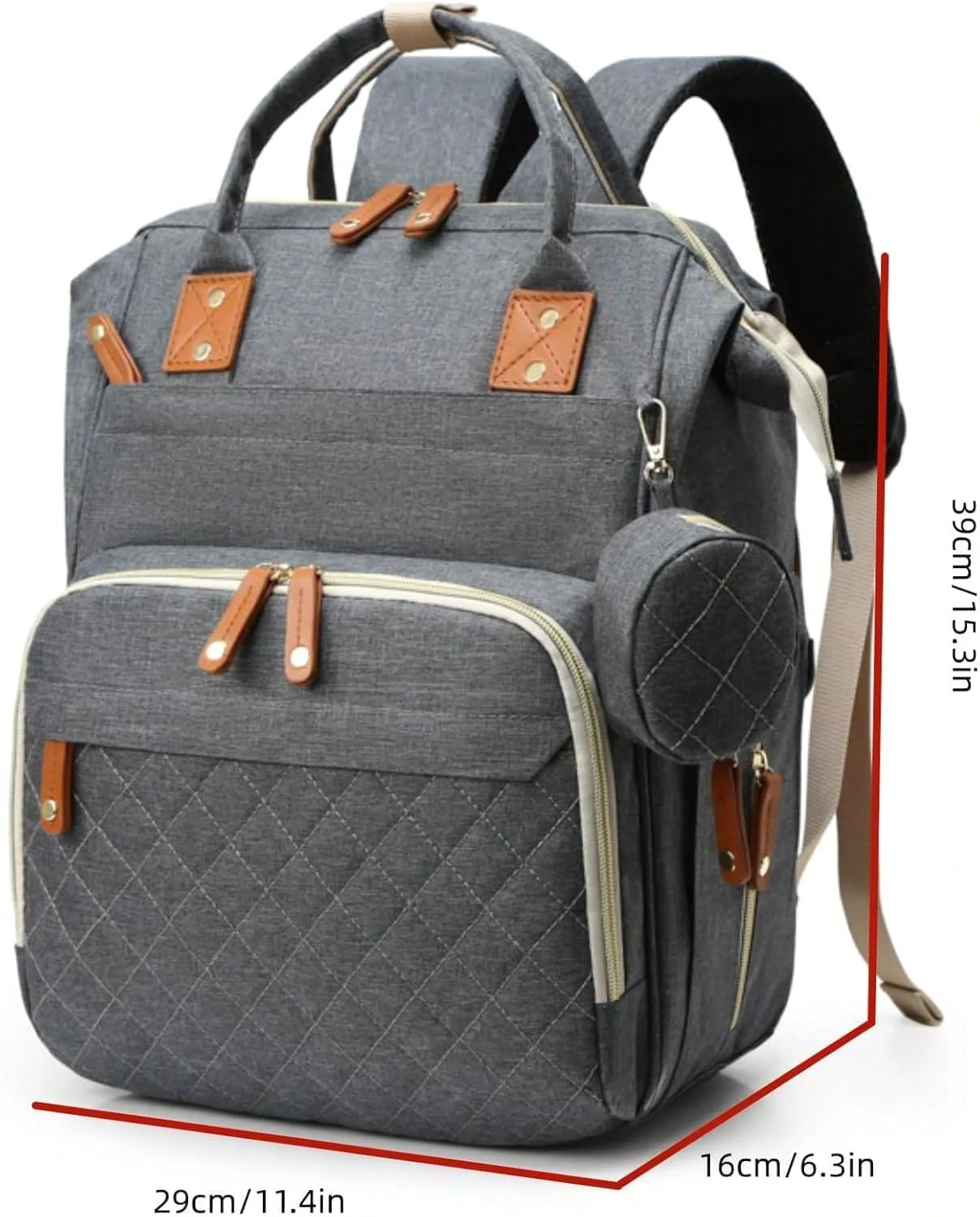 کیف لوازم کودک DREAM DOODLE با پورت شارژ USB - موجود در 5 طرح مختلف - ظرفیت بزرگ، مقاوم در برابر لکه، 16 جیب، ضد آب، طرح لوزی برای مادران و پدران - کیف لوازم ضروری کودک