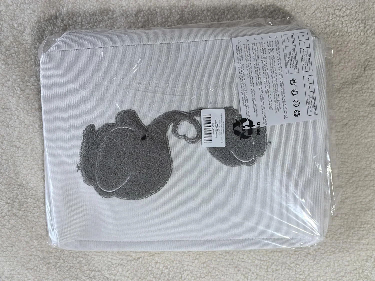 سبد بزرگ اسباب بازی INough، سبد هدیه کودک، جعبه فیل خزدار با بند کشی، مناسب برای پوشک، هدیه خالی اتاق کودک، اتاق نوزاد، خاکستری