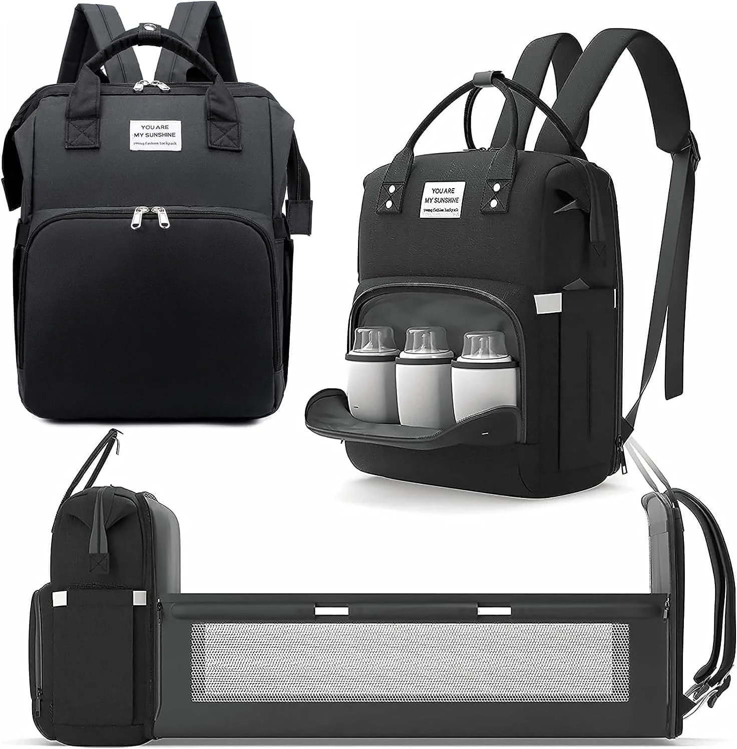 کیف لوازم کودک Falahom با زیرانداز تعویض، کیف پرستاری، ساک دستی لوازم نوزاد، کیف شیشه شیر، ضد آب و با ظرفیت بزرگ، مناسب برای سیسمونی و وسایل ضروری نوزاد