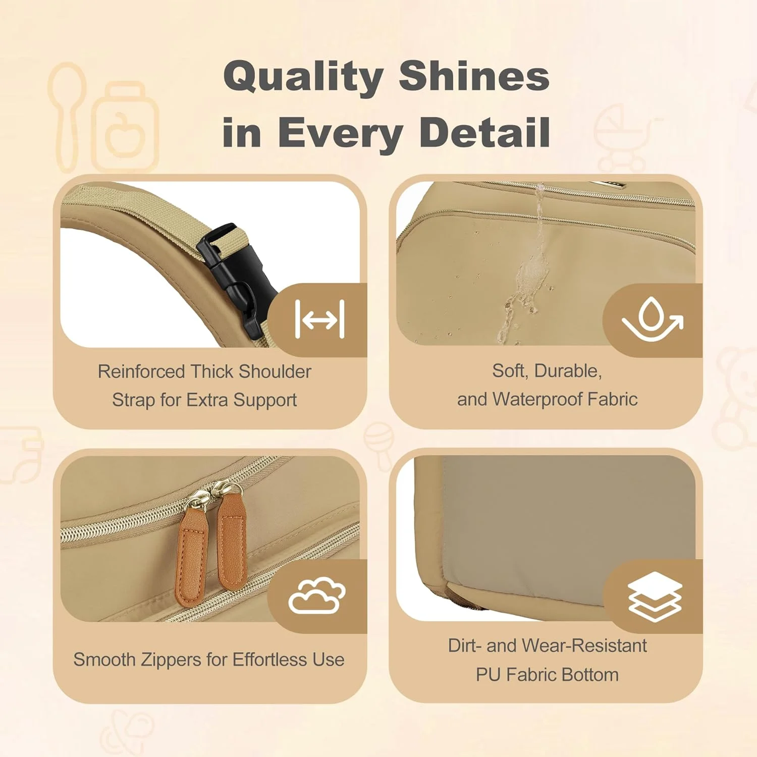 کیف پوشک کوله پشتی جمع و جور DerHutzucker - کیف سبک و ضد آب نوزاد برای مادران و پدران، شامل زیرانداز تعویض و بندهای کالسکه، کوله پشتی کوچک مسافرتی برای استفاده روزانه