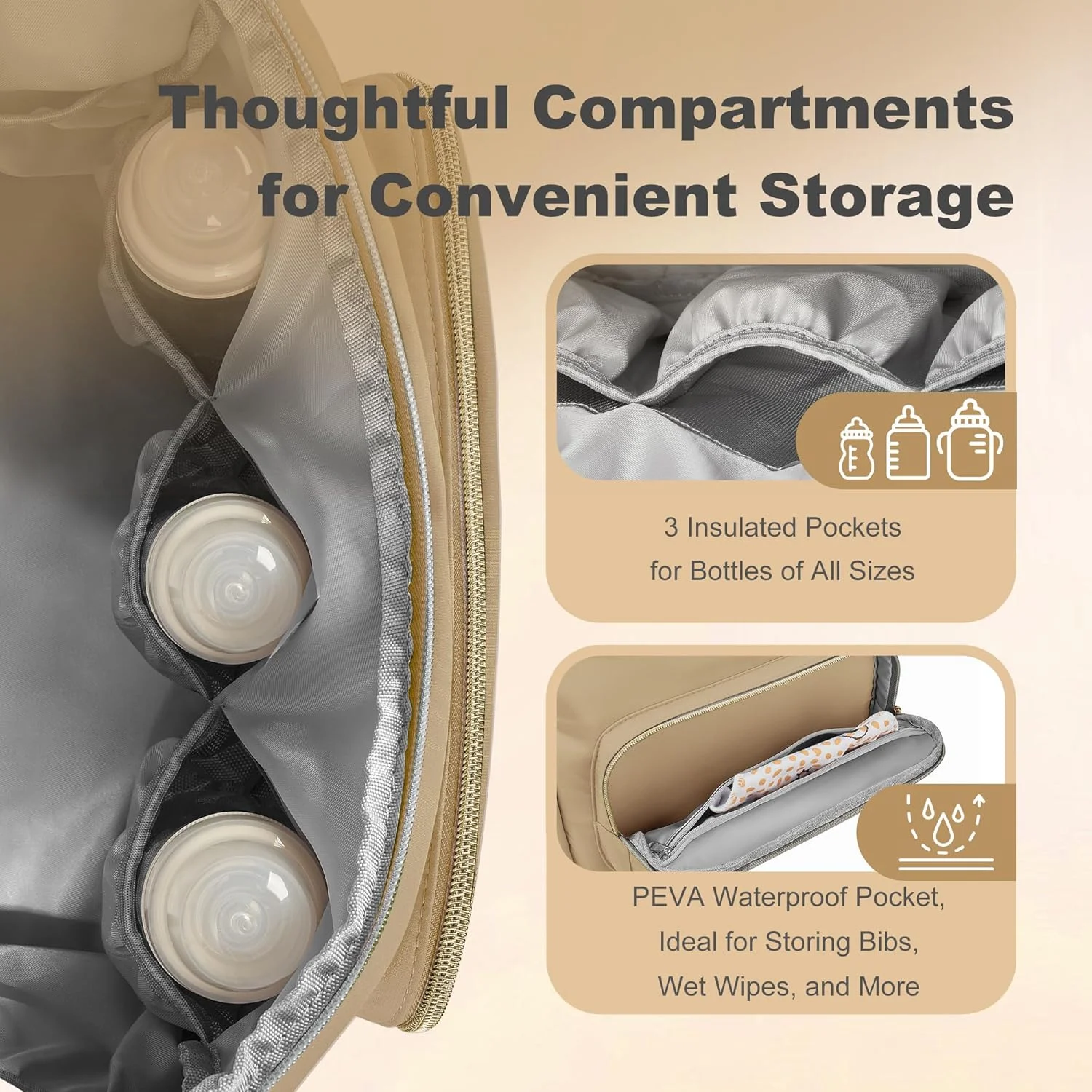 کیف پوشک کوله پشتی جمع و جور DerHutzucker - کیف سبک و ضد آب نوزاد برای مادران و پدران، شامل زیرانداز تعویض و بندهای کالسکه، کوله پشتی کوچک مسافرتی برای استفاده روزانه