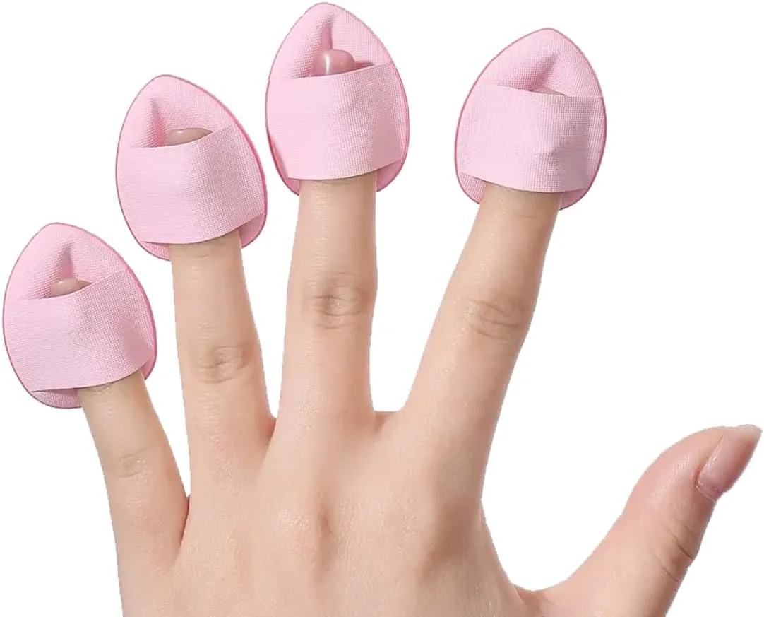 پک 5 عددی پد انگشتی کوچک برای پودر آرایشی، ست اسفنجی نرم و قابل استفاده مجدد، ابزار آرایش صورت مناسب برای استفاده خشک و مرطوب، مناسب برای کانسیلر (صورتی)