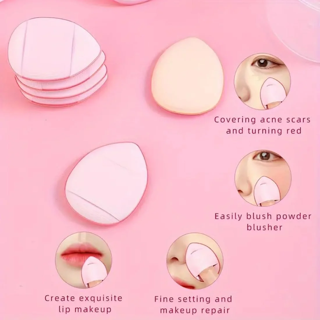 پک 5 عددی پد انگشتی کوچک برای پودر آرایشی، ست اسفنجی نرم و قابل استفاده مجدد، ابزار آرایش صورت مناسب برای استفاده خشک و مرطوب، مناسب برای کانسیلر (صورتی) پک 5 عددی پد انگشتی کوچک برای پودر آرایشی، ست اسفنجی نرم و قابل استفاده مجدد، ابزار آرایش صورت مناسب برای استفاده خشک و مرطوب، مناسب برای کانسیلر (صورتی)