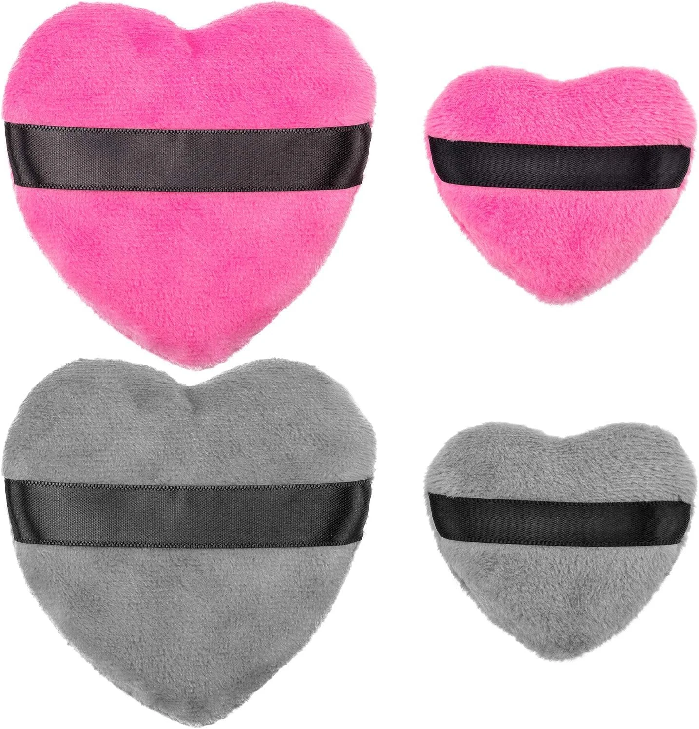 پدهای آرایشی آزون مدل Blendiful، پد پودر پنبه ای، اسفنج های آرایشی، طرح قلب با بند، برای لوازم آرایشی (2 عدد خاکستری + 2 عدد صورتی)