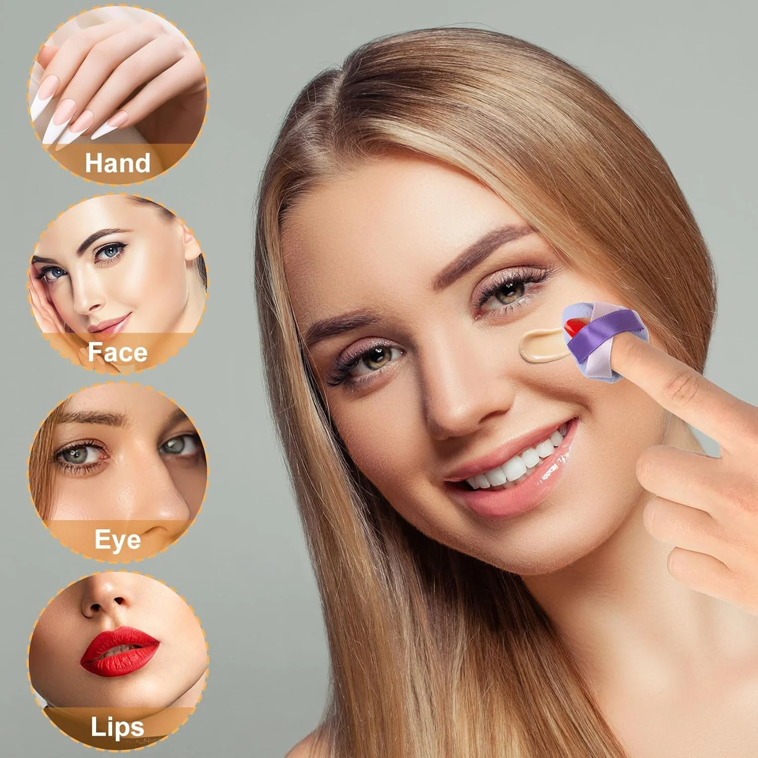 پدهای آرایشی مثلثی آزونه 20 عددی، پدهای پودری مخملی قابل حمل برای ترکیب پودر فیکس و کانسیلر، پدهای کوچک صورت بنفش