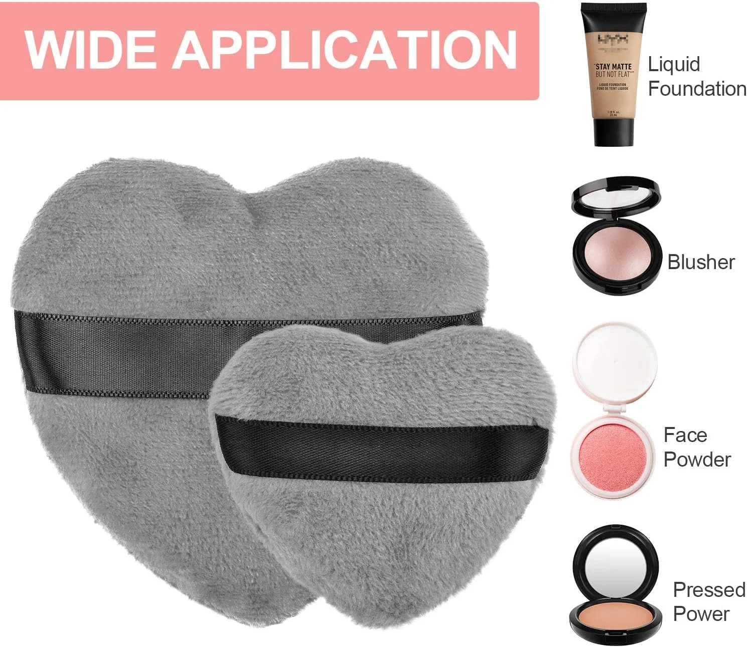 پدهای آرایشی آزون مدل Blendiful، پد پودر پنبه ای، اسفنج های آرایشی، طرح قلب با بند، برای لوازم آرایشی (2 عدد خاکستری + 2 عدد صورتی) پدهای آرایشی آزون مدل Blendiful، پد پودر پنبه ای، اسفنج های آرایشی، طرح قلب با بند، برای لوازم آرایشی (2 عدد خاکستری + 2 عدد صورتی)