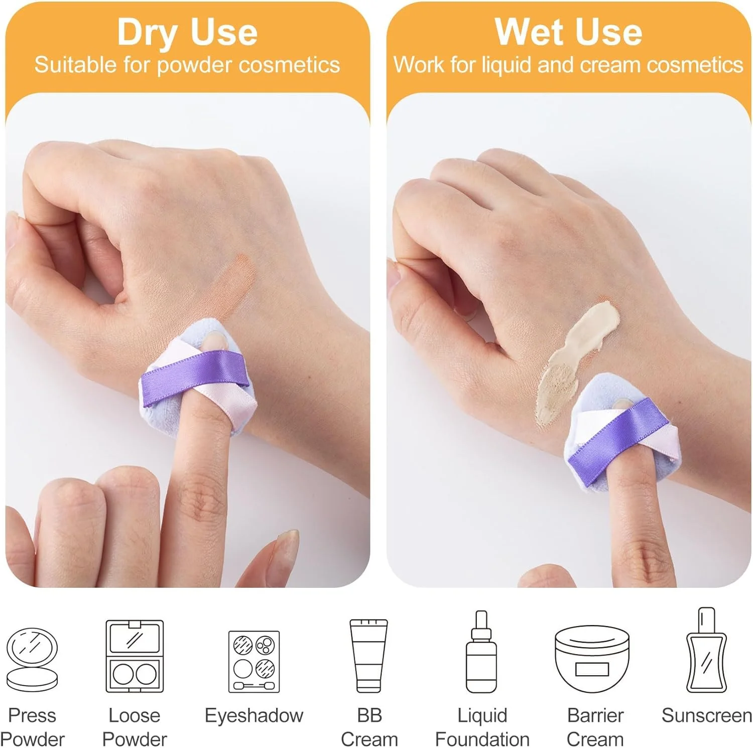 پدهای آرایشی مثلثی آزونه 20 عددی، پدهای پودری مخملی قابل حمل برای ترکیب پودر فیکس و کانسیلر، پدهای کوچک صورت بنفش