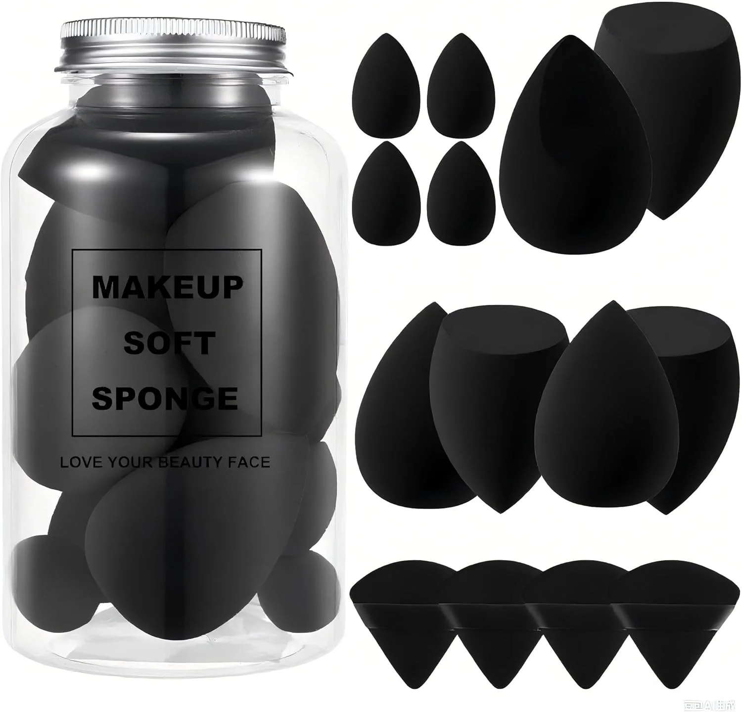 ست 14 تکه اسفنج آرایشی با 4 پد پودری و 4 مینی بیوتی بلندر برای کرم پودر مایع، کانسیلر، کرم و پودر، اسفنج های نرم و قابل استفاده مجدد برای آرایش بی نقص صورت