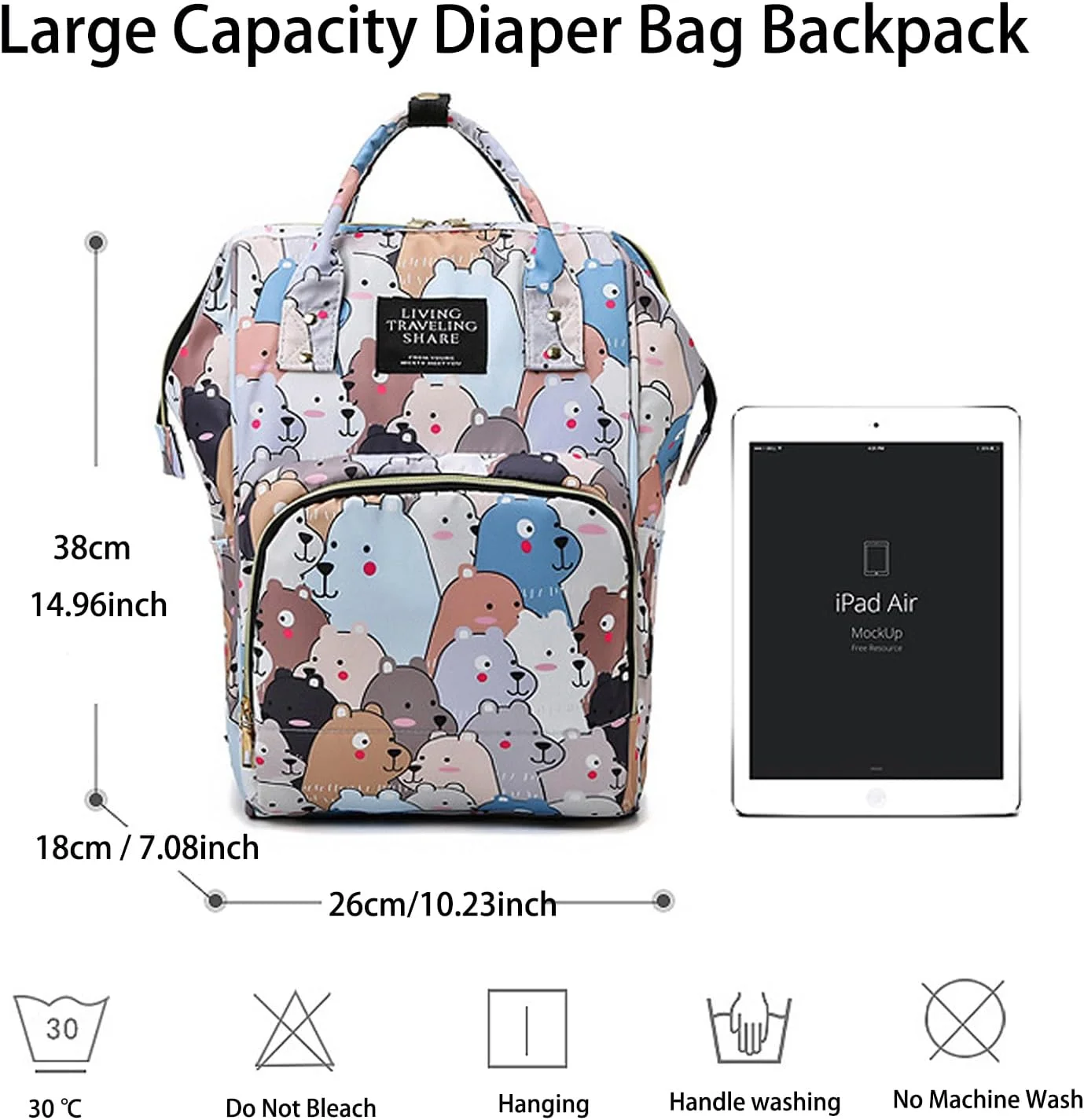 کیف لوازم کودک GGEROU، کوله پشتی ضد آب تعویض پوشک، کیف چند منظوره مسافرتی قابل حمل، کوله پشتی بزرگ لوازم کودک برای دختر و پسر، هدیه سیسمونی کیف لوازم کودک GGEROU، کوله پشتی ضد آب تعویض پوشک، کیف چند منظوره مسافرتی قابل حمل، کوله پشتی بزرگ لوازم کودک برای دختر و پسر، هدیه سیسمونی