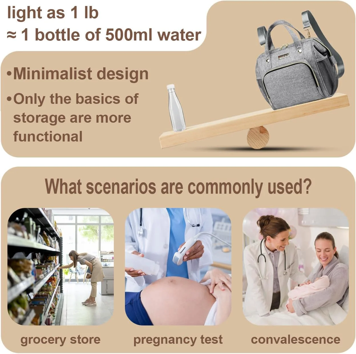 کیف لوازم کودک کوچک FHELAD، کیف دستی مینی برای خرید و پیاده روی، کوله پشتی کودکانه برای مسافرت، خاکستری، کوچک، 1 کیف لوازم کودک کوچک FHELAD، کیف دستی مینی برای خرید و پیاده روی، کوله پشتی کودکانه برای مسافرت، خاکستری، کوچک، 1