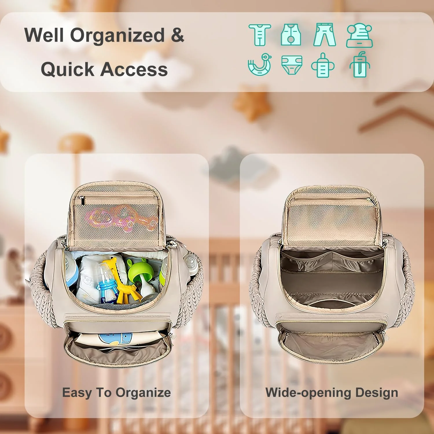 کیف لوازم کودک فانیتو، کوله پشتی کوچک لوازم کودک، کوله پشتی شیک مسافرتی کودک با جیب های عایق، زیرانداز تعویض و بندهای اتصال به کالسکه کیف لوازم کودک فانیتو، کوله پشتی کوچک لوازم کودک، کوله پشتی شیک مسافرتی کودک با جیب های عایق، زیرانداز تعویض و بندهای اتصال به کالسکه