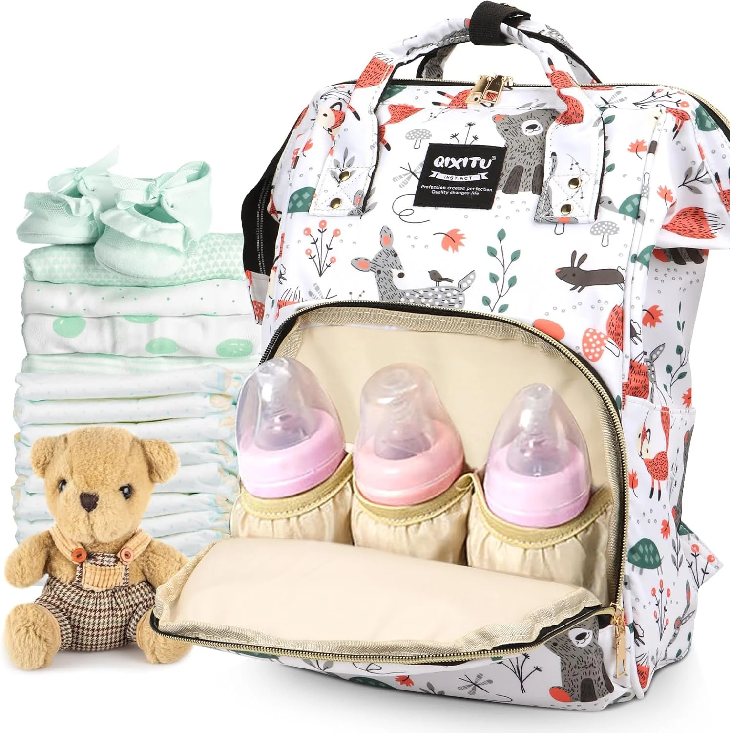 کیف لوازم کودک هومارکت، کوله پشتی لوازم کودک، ظرفیت بزرگ با جیب های عایق، کوله پشتی چند منظوره لوازم کودک ضد آب برای دختران و پسران