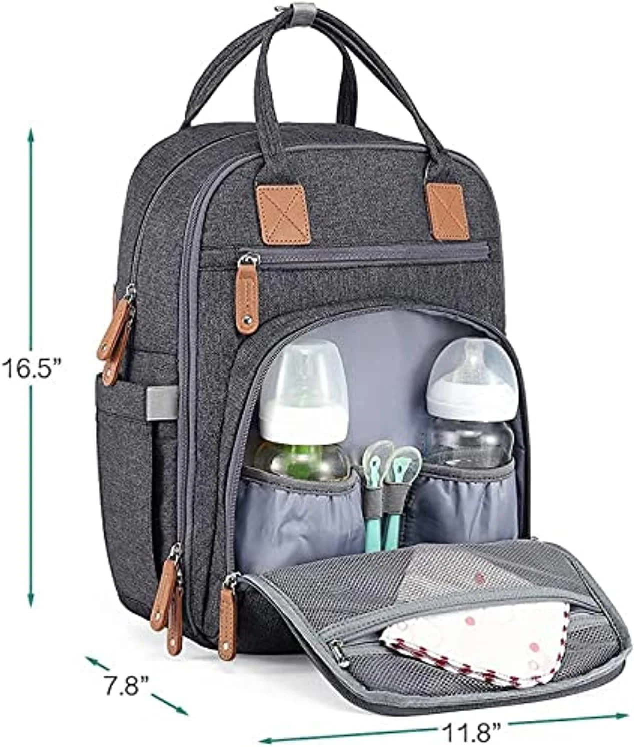 کیف لوازم کودک کوله پشتی iniuniu، کوله پشتی بزرگ و مسافرتی نوزاد، خاکستری