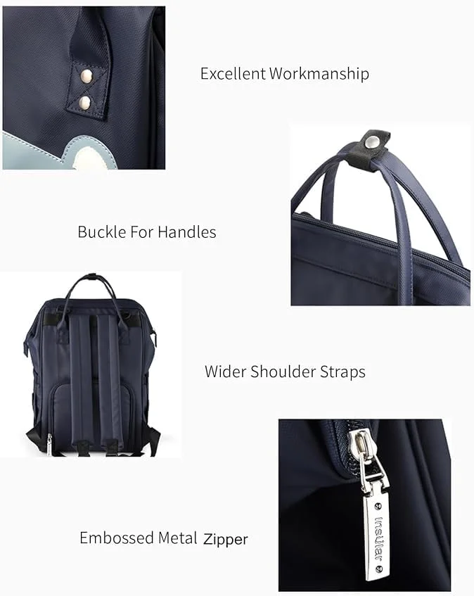 کیف لوازم کودک سه کاره اینسولار با قلاب اتصال به کالسکه - پارچه آکسفورد ضد آب، دارای 11 محفظه، بند شانه ارگونومیک - ایمنی کودک و راحتی مادر را تضمین می کند