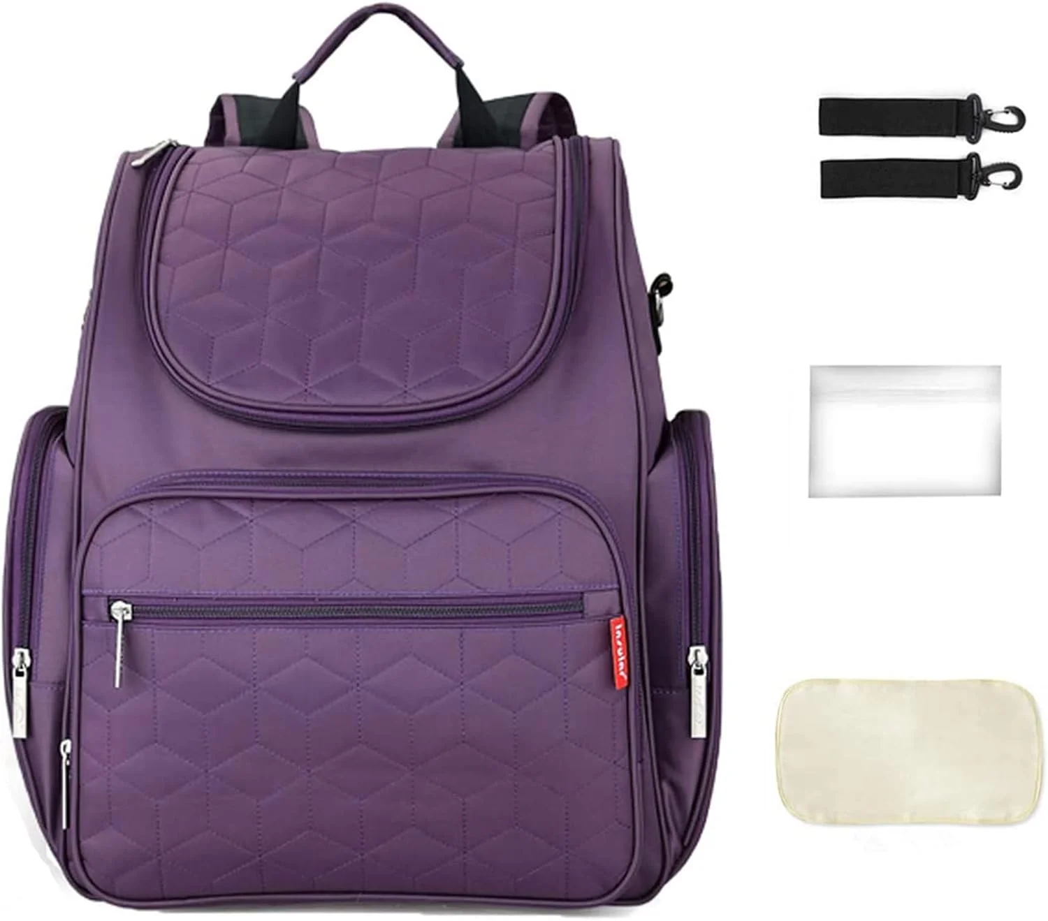 کیف لوازم کودک اینسولار، کوله پشتی چند منظوره مسافرتی، کیف تعویض پوشک ضد آب برای مادران و دختران، کیف بزرگ نوزاد با بندهای اتصال به کالسکه و زیرانداز تعویض